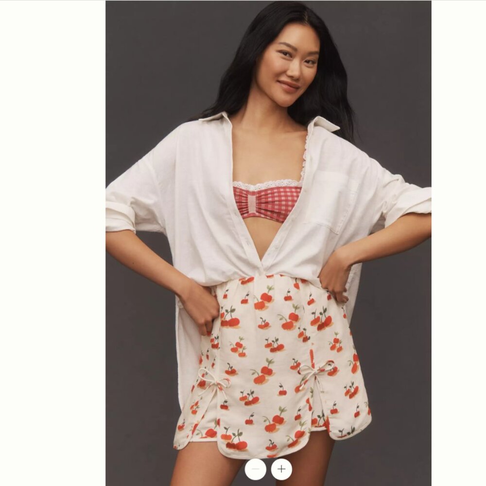 Farm Rio x Anthropologie Cherry Linen Blend Skort - S - NWT - Picture 2 of 6